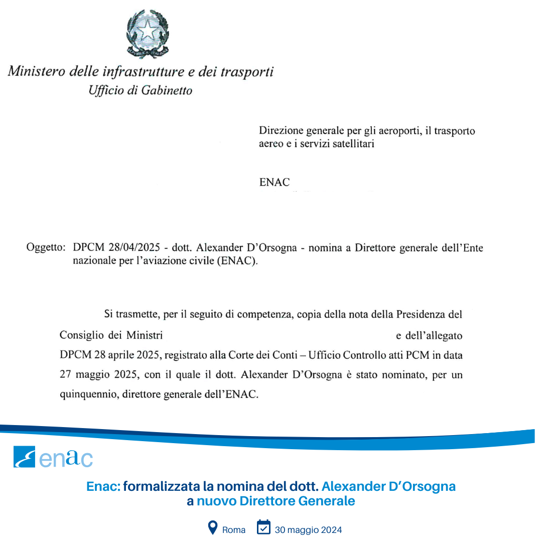 Nominato il nuovo DG Enac