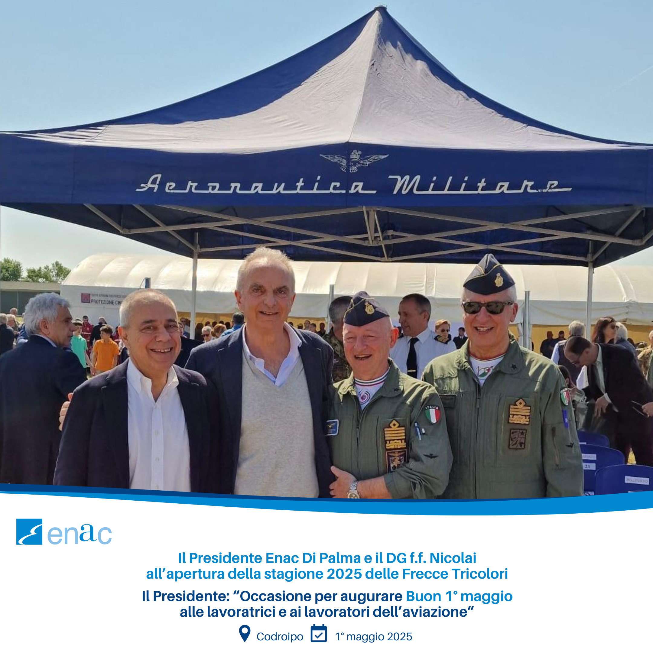 Il Presidente Enac Di Palma e il DG f.f. Nicolai all’apertura della stagione 2025 delle Frecce Tricolori