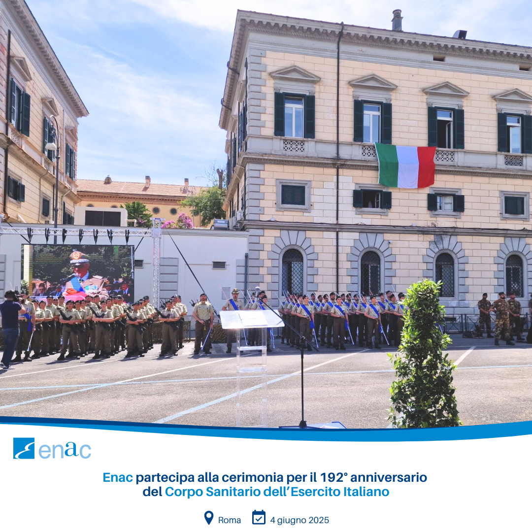 Enac ha partecipato oggi, 4 giugno, alla cerimonia per il 192° anniversario della costituzione del Corpo Sanitario dell’Esercito Italiano