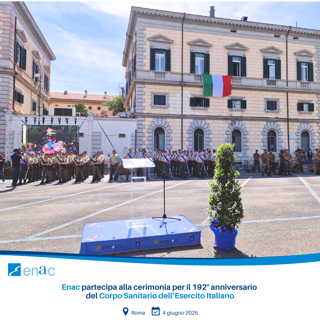 Enac ha partecipato oggi, 4 giugno, alla cerimonia per il 192° anniversario della costituzione del Corpo Sanitario dell’Esercito Italiano