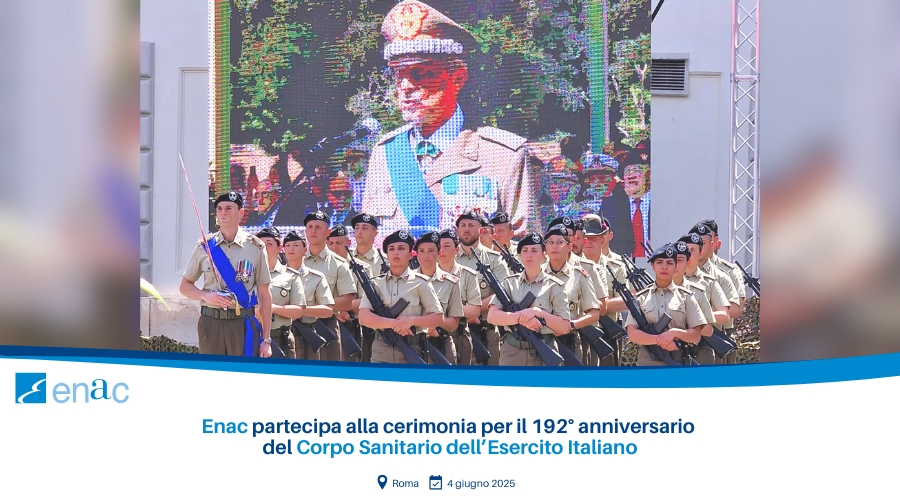 Enac ha partecipato oggi, 4 giugno, alla cerimonia per il 192° anniversario della costituzione del Corpo Sanitario dell’Esercito Italiano