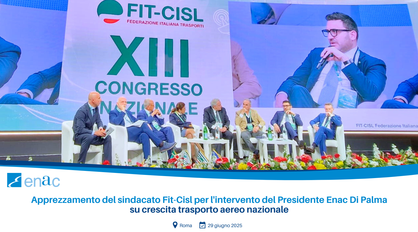 Apprezzamento del sindacato Fit-Cisl per l'intervento del Presidente Enac Di Palma su crescita trasporto aereo nazionale