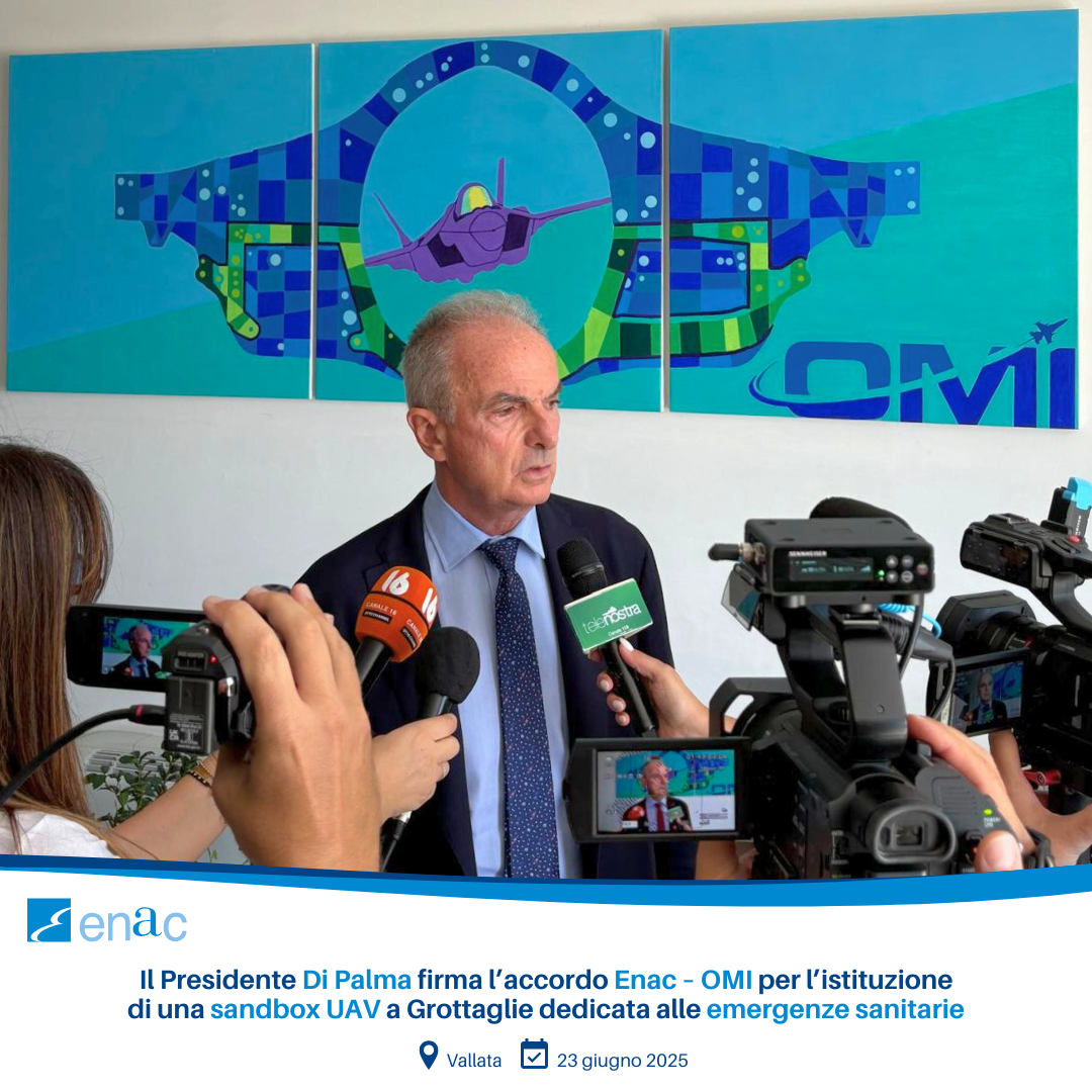 Il Presidente Di Palma firma l’accordo Enac – OMI per l’istituzione di una sandbox UAV a Grottaglie dedicata alle emergenze sanitarie