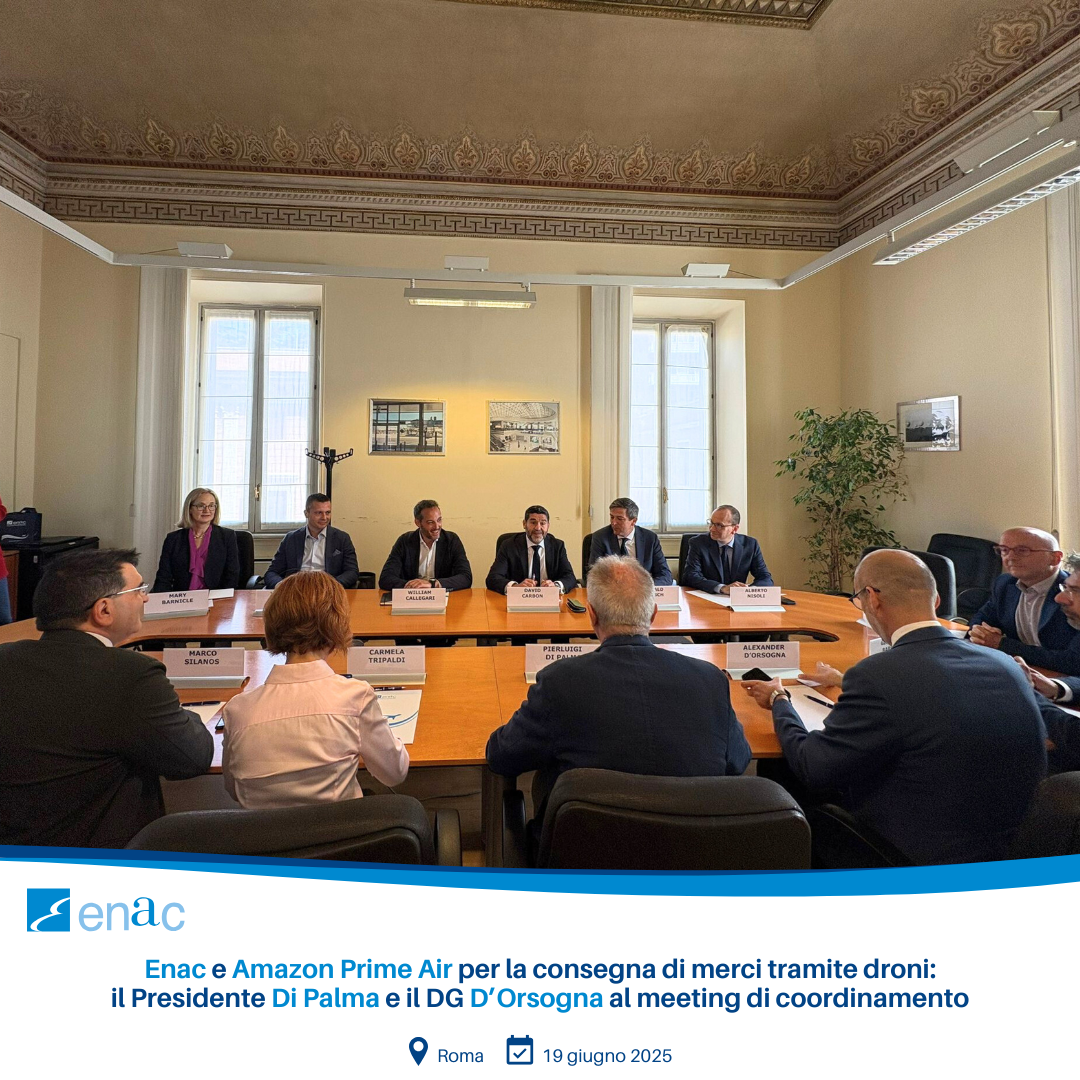Enac e Amazon Prime Air per la consegna di merci tramite droni: il Presidente Di Palma e il DG D’Orsogna al meeting di coordinamento