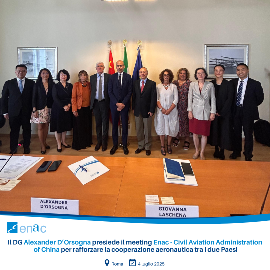 meeting tra l’Enac e l’Autorità dell’aviazione civile della Repubblica Popolare Cinese