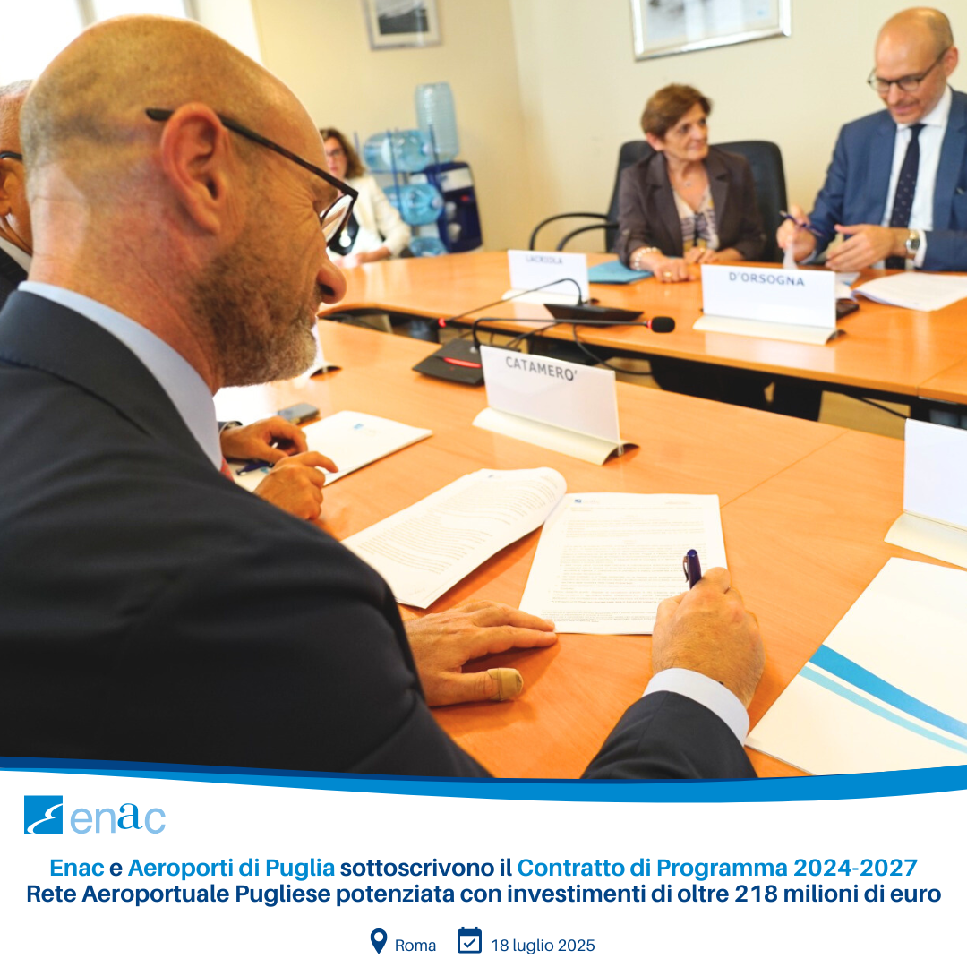 Contratto di Programma quadriennale tra Enac e Aeroporti di Puglia