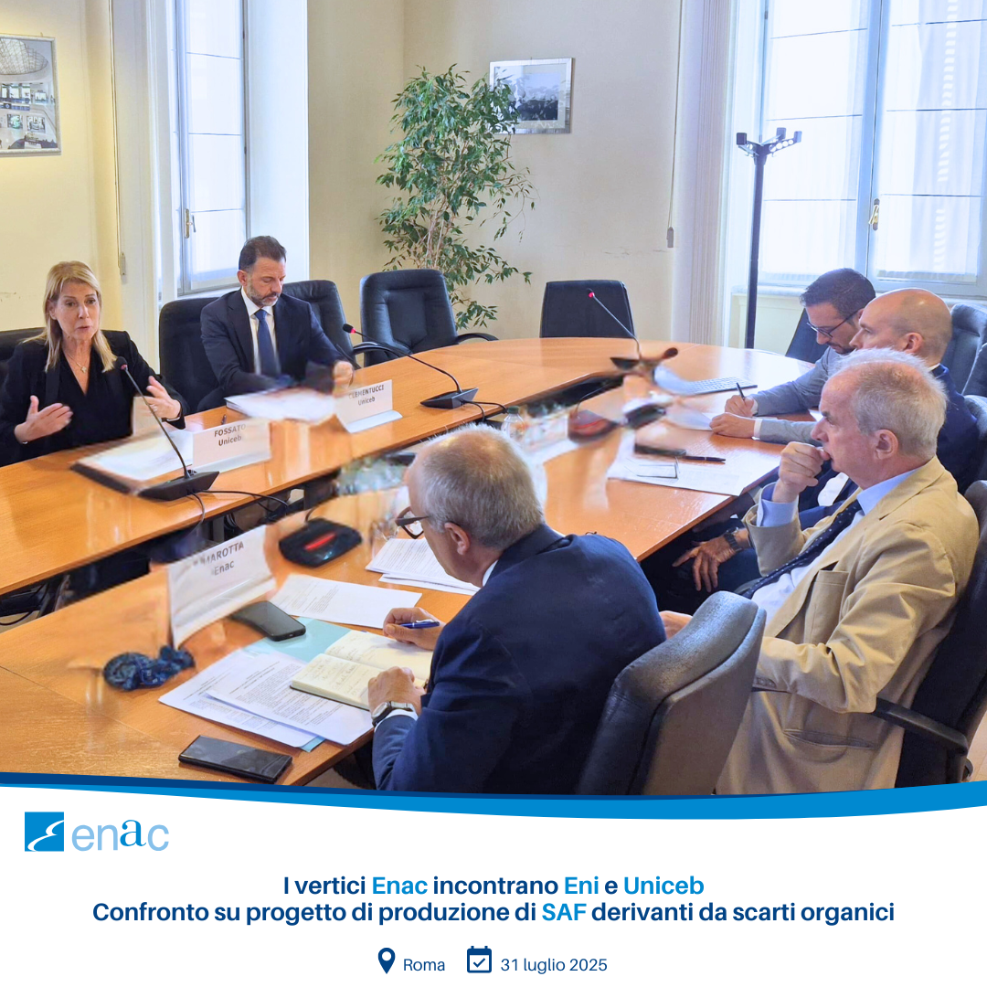 I vertici Enac incontrano Eni e Uniceb Confronto su progetto di produzione di SAF derivanti da scarti organici