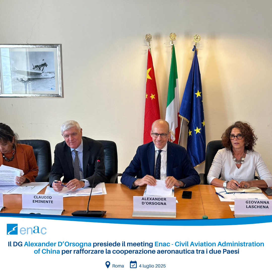 meeting tra l’Enac e l’Autorità dell’aviazione civile della Repubblica Popolare Cinese