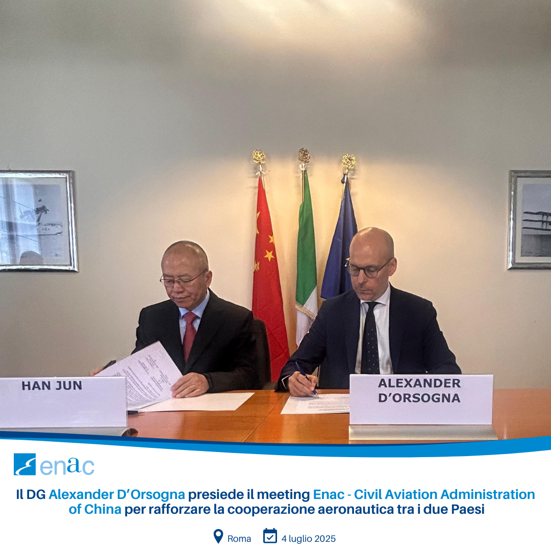 meeting tra l’Enac e l’Autorità dell’aviazione civile della Repubblica Popolare Cinese