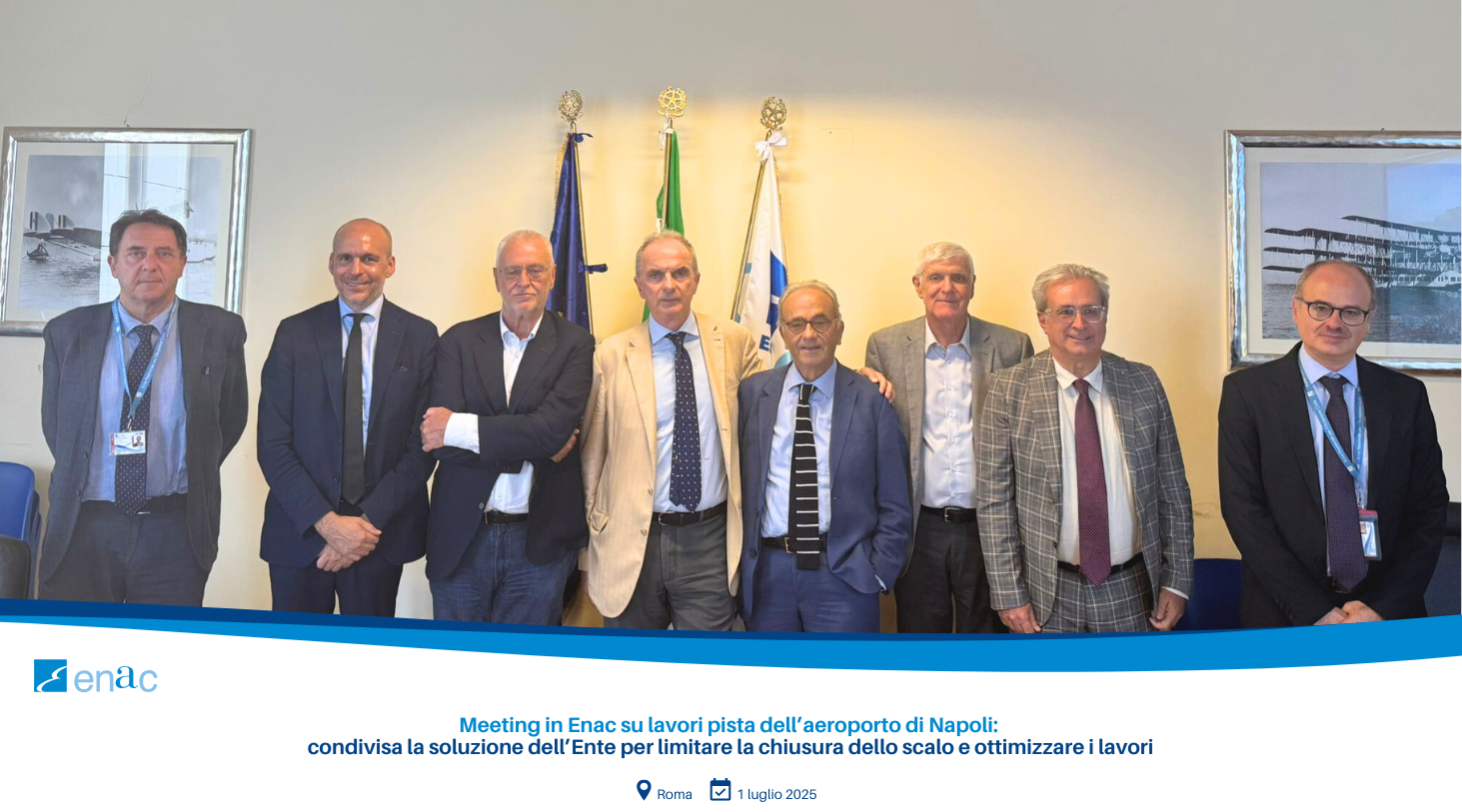 Meeting in Enac su lavori pista dell’aeroporto di Napoli: condivisa la soluzione dell’Ente per limitare la chiusura dello scalo e ottimizzare i lavori