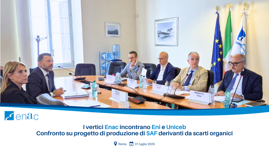 I vertici Enac incontrano Eni e Uniceb Confronto su progetto di produzione di SAF derivanti da scarti organici