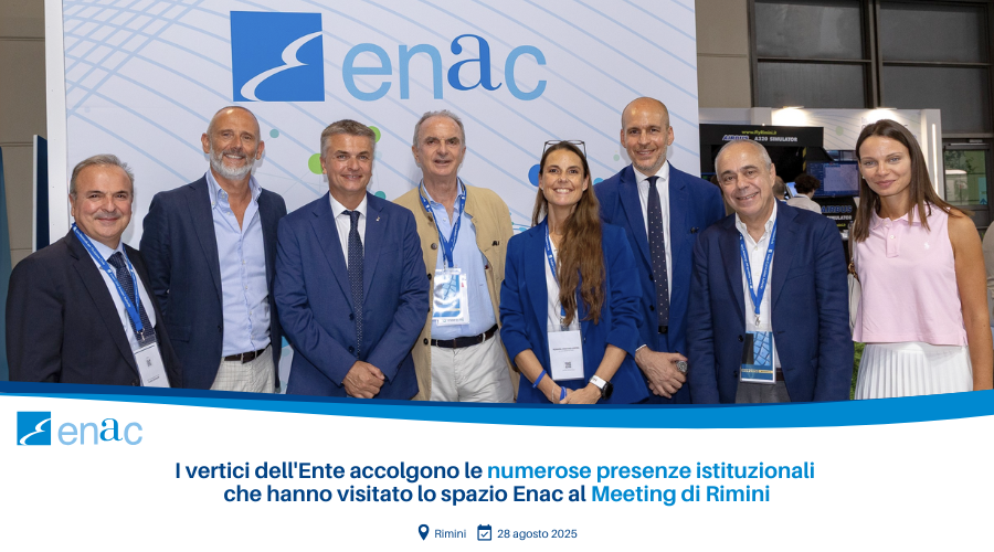 I vertici dell'Ente accolgono le numerose presenze istituzionali che hanno visitato lo spazio Enac al Meeting di Rimini