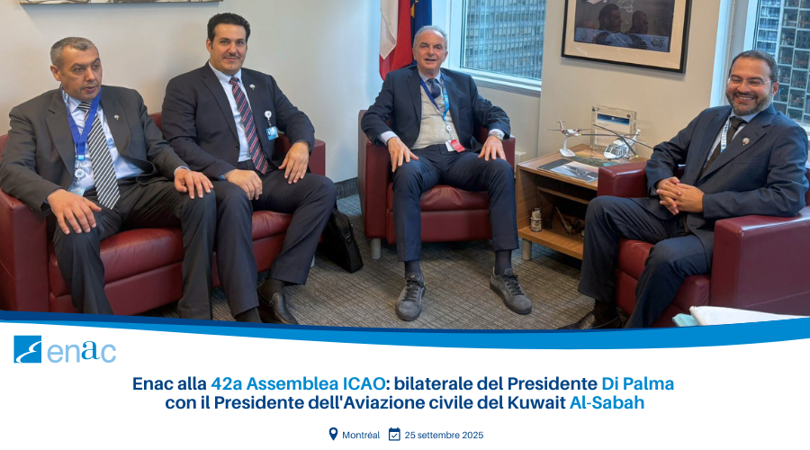 Enac alla 42a Assemblea ICAO: bilaterale del Presidente Di Palma con il Presidente dell'Aviazione civile del Kuwait Al-Sabah