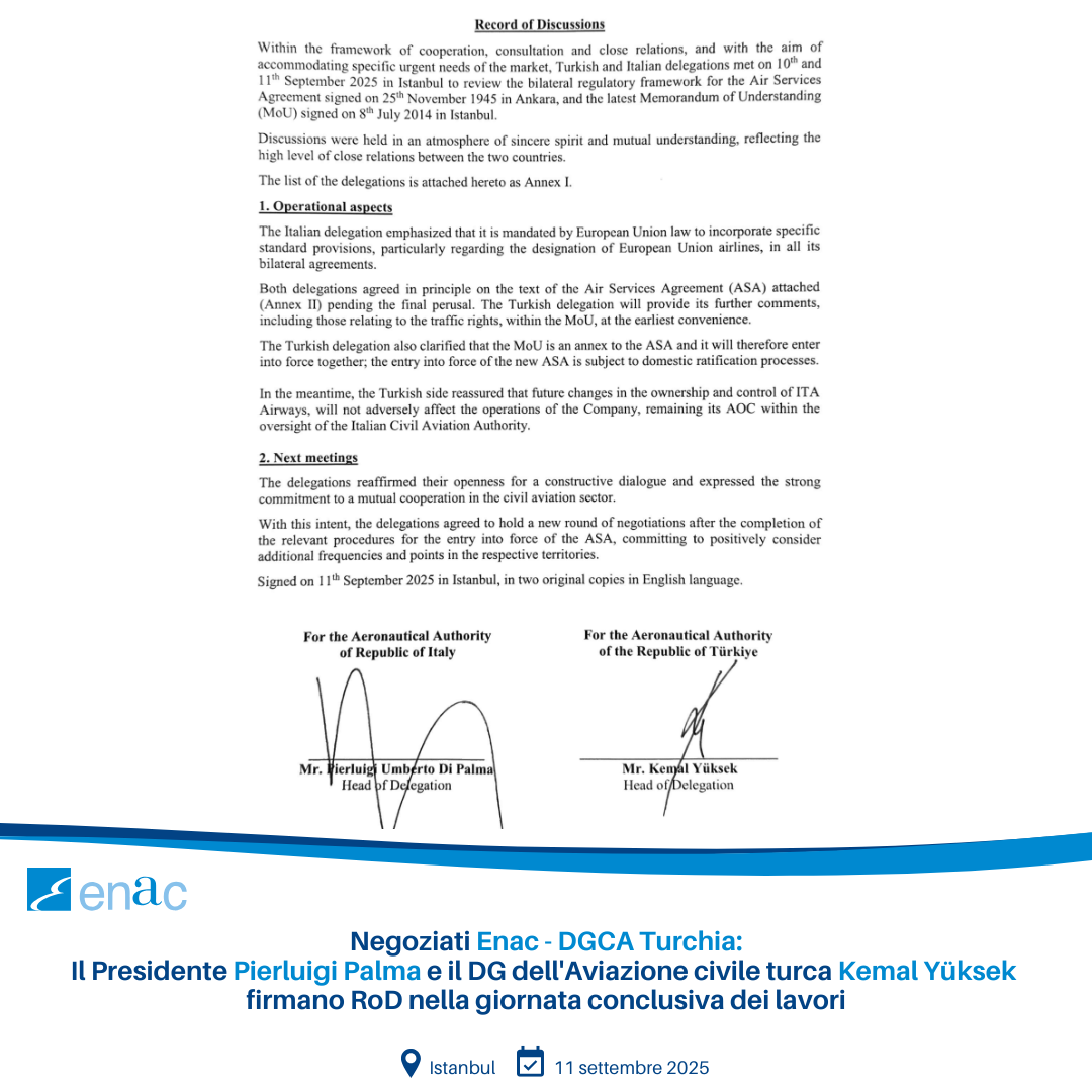 Negoziati Enac - DGCA Turchia