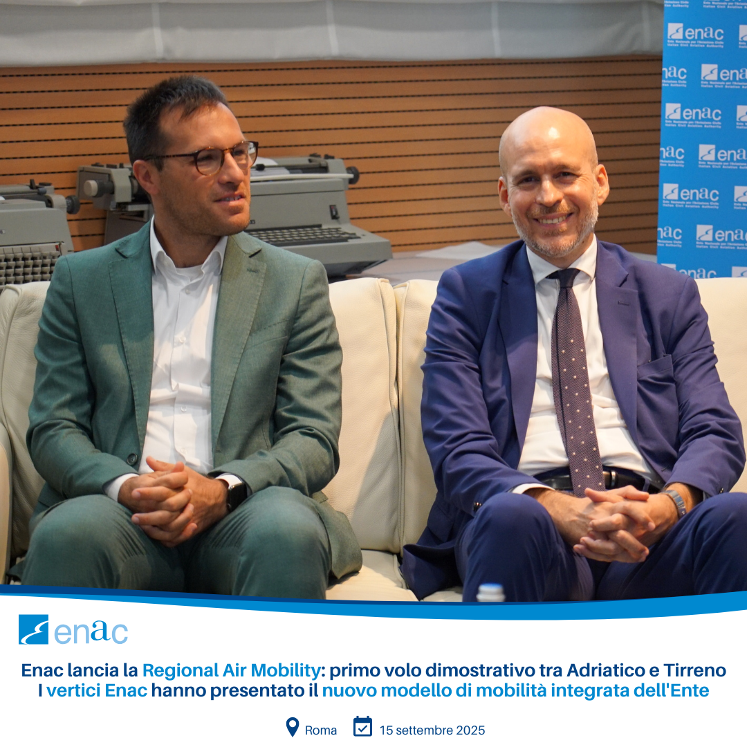 Enac lancia la Regional Air Mobility: primo volo dimostrativo tra Adriatico e Tirreno I vertici Enac hanno presentato il nuovo modello di mobilità integrata dell'Ente