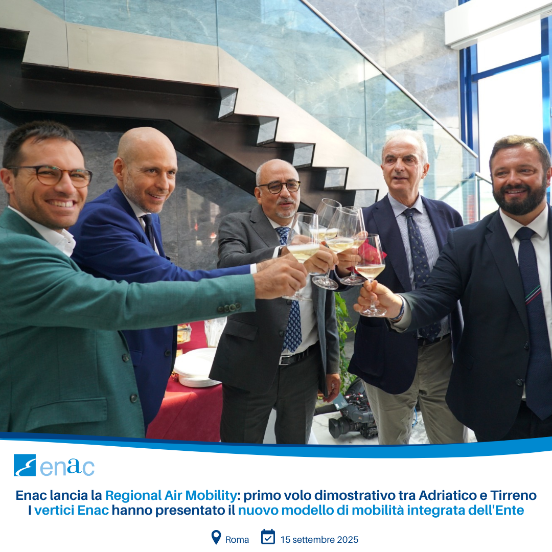 Enac lancia la Regional Air Mobility: primo volo dimostrativo tra Adriatico e Tirreno I vertici Enac hanno presentato il nuovo modello di mobilità integrata dell'Ente
