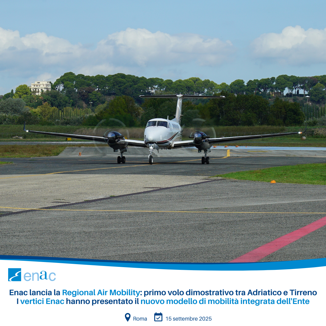 Enac lancia la Regional Air Mobility: primo volo dimostrativo tra Adriatico e Tirreno I vertici Enac hanno presentato il nuovo modello di mobilità integrata dell'Ente