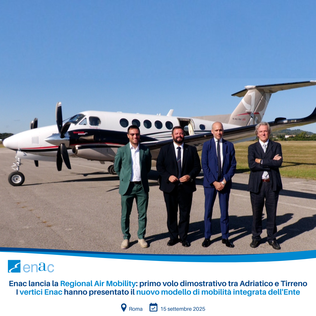 Enac lancia la Regional Air Mobility: primo volo dimostrativo tra Adriatico e Tirreno I vertici Enac hanno presentato il nuovo modello di mobilità integrata dell'Ente
