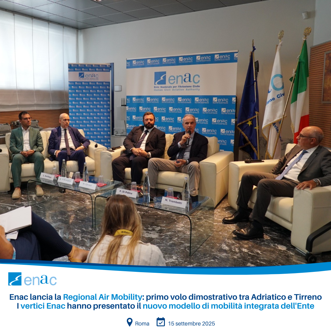 Enac lancia la Regional Air Mobility: primo volo dimostrativo tra Adriatico e Tirreno I vertici Enac hanno presentato il nuovo modello di mobilità integrata dell'Ente