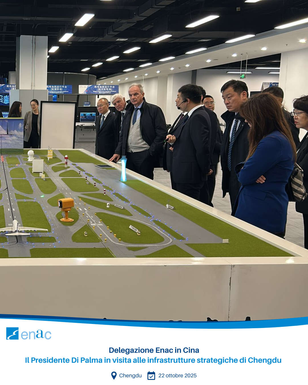 Delegazione Enac in Cina Il Presidente Di Palma in visita alle infrastrutture strategiche di Chengdu