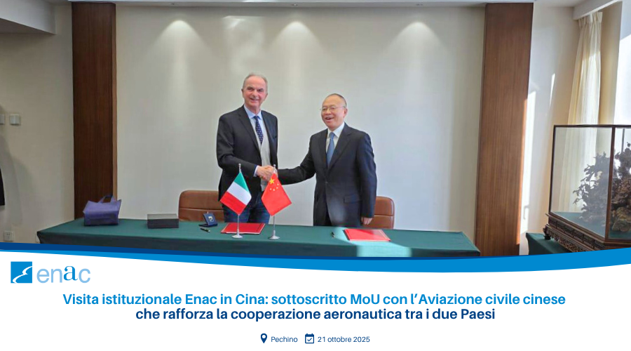 protocollo d'intesa bilaterale con l'Aviazione civile cinese