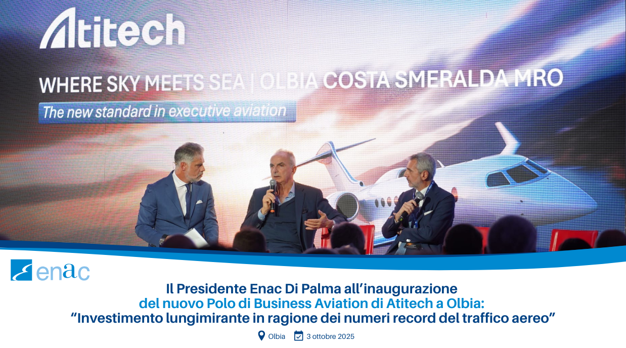 Il Presidente Enac Di Palma all’inaugurazione del nuovo Polo di Business Aviation di Atitech a Olbia