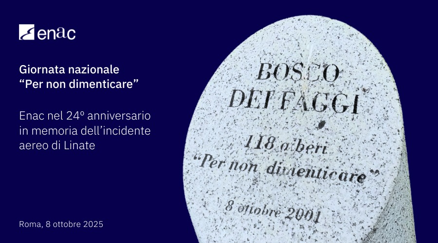 Ricorre oggi, in occasione del 24° anniversario dell'incidente aereo di Linate dell’8 ottobre 2001 la Giornata nazionale "Per non dimenticare"