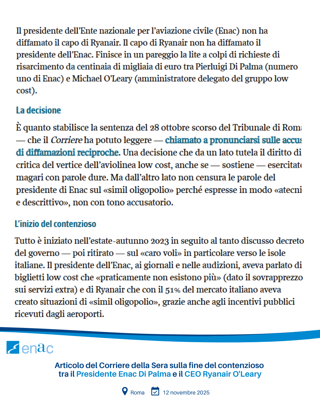 Contenzioso Enac - Ryanair