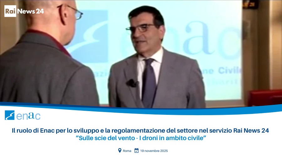 Il ruolo Enac per lo sviluppo e la regolamentazione del settore nel servizio Rai News 24 “Sulle scie del vento - I droni in ambito civile”