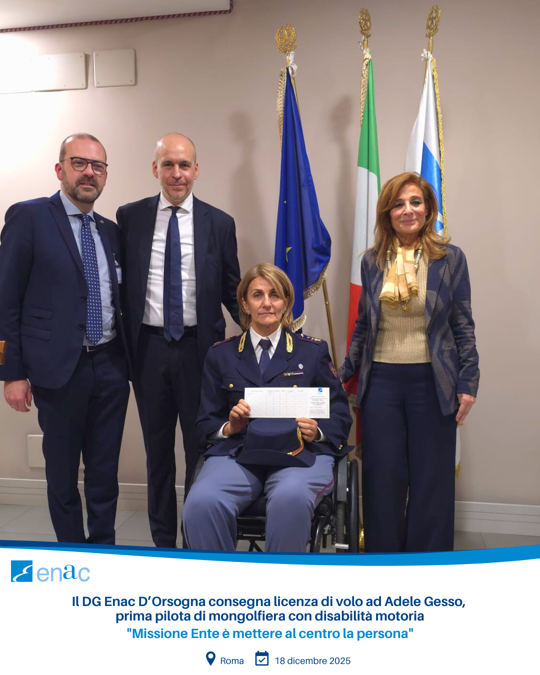 Prima pilota di mongolfiera con disabilità motoria