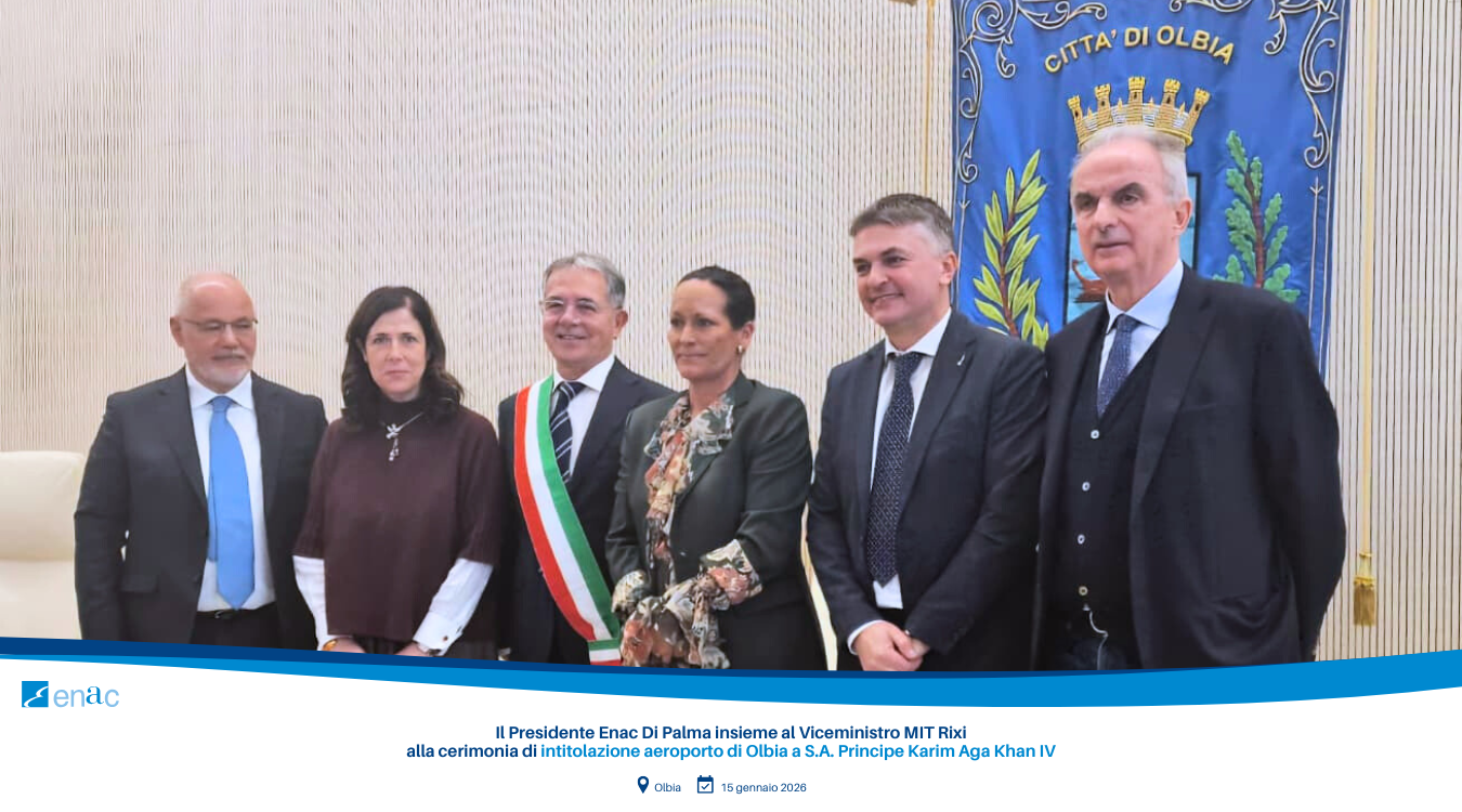 Il Presidente Enac Di Palma insieme al Viceministro MIT Rixi alla cerimonia di intitolazione aeroporto di Olbia a S.A. Principe Karim Aga Khan IV