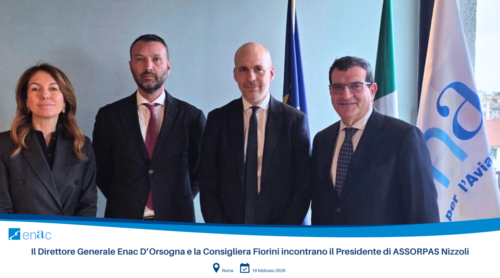 Il Direttore Generale Enac D’Orsogna e la Consigliera Fiorini incontrano il Presidente di ASSORPAS Nizzoli