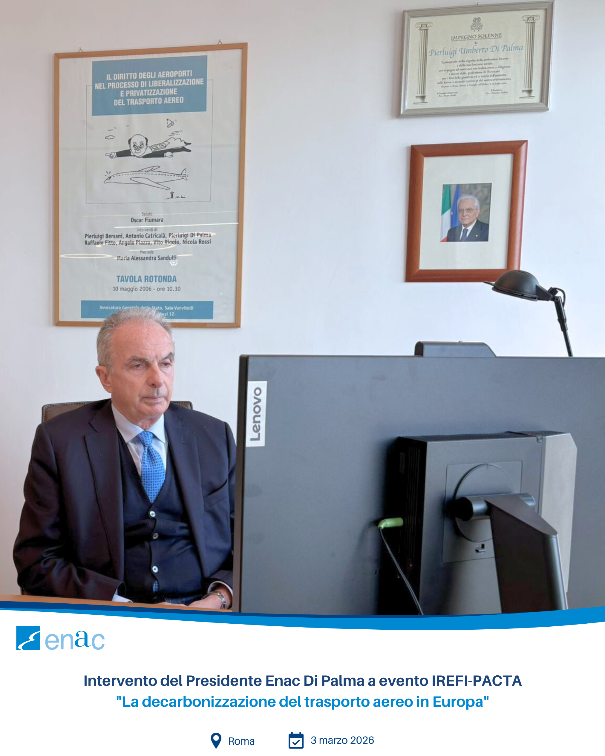 Intervento del Presidente Enac Di Palma a evento IREFI-PACTA "La decarbonizzazione del trasporto aereo in Europa"