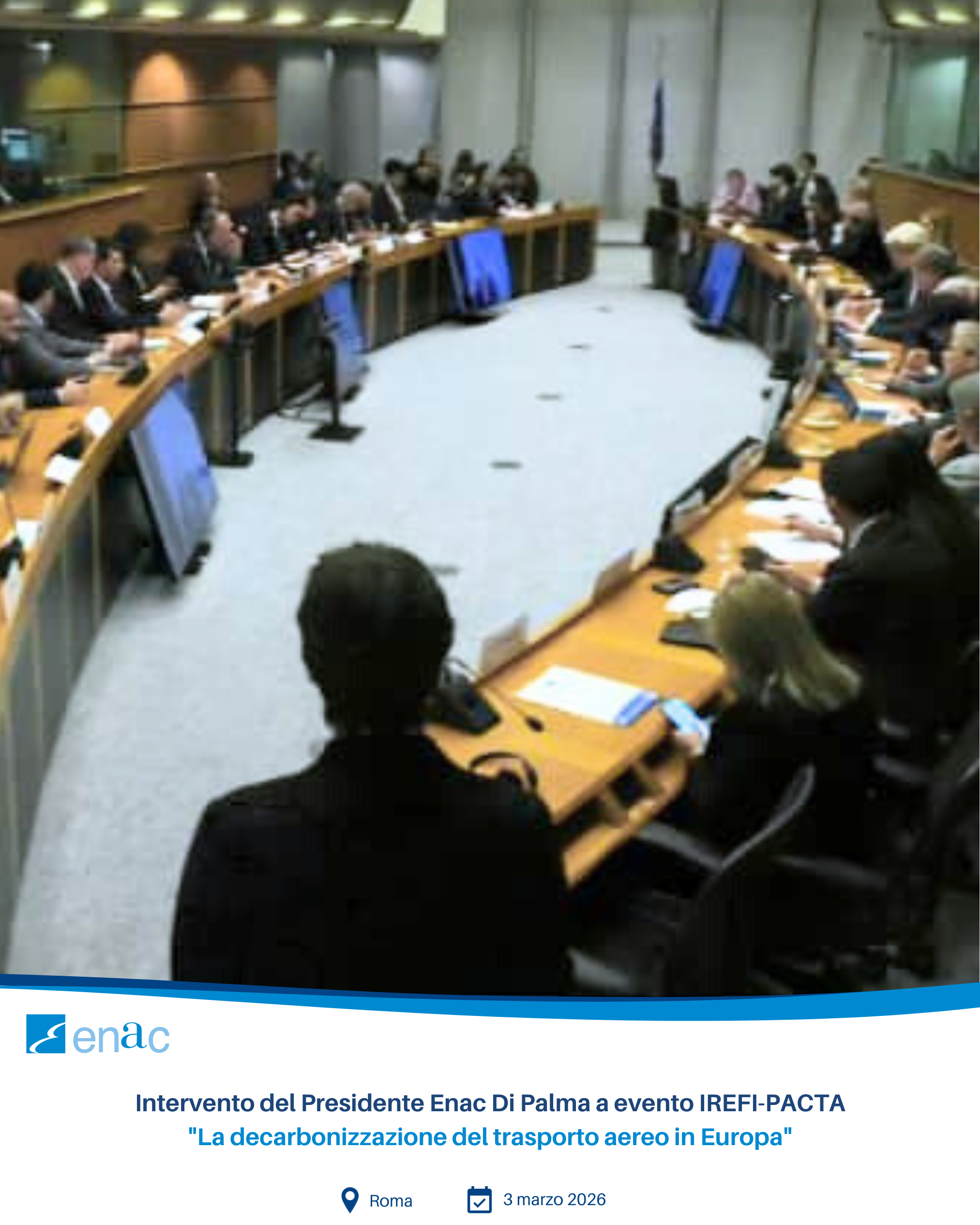 Intervento del Presidente Enac Di Palma a evento IREFI-PACTA "La decarbonizzazione del trasporto aereo in Europa"