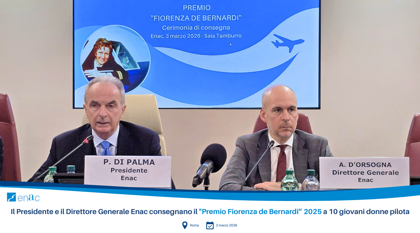 Il Presidente e il Direttore Generale Enac consegnano il "Premio Fiorenza de Bernardi” 2025 a 10 giovani donne pilota