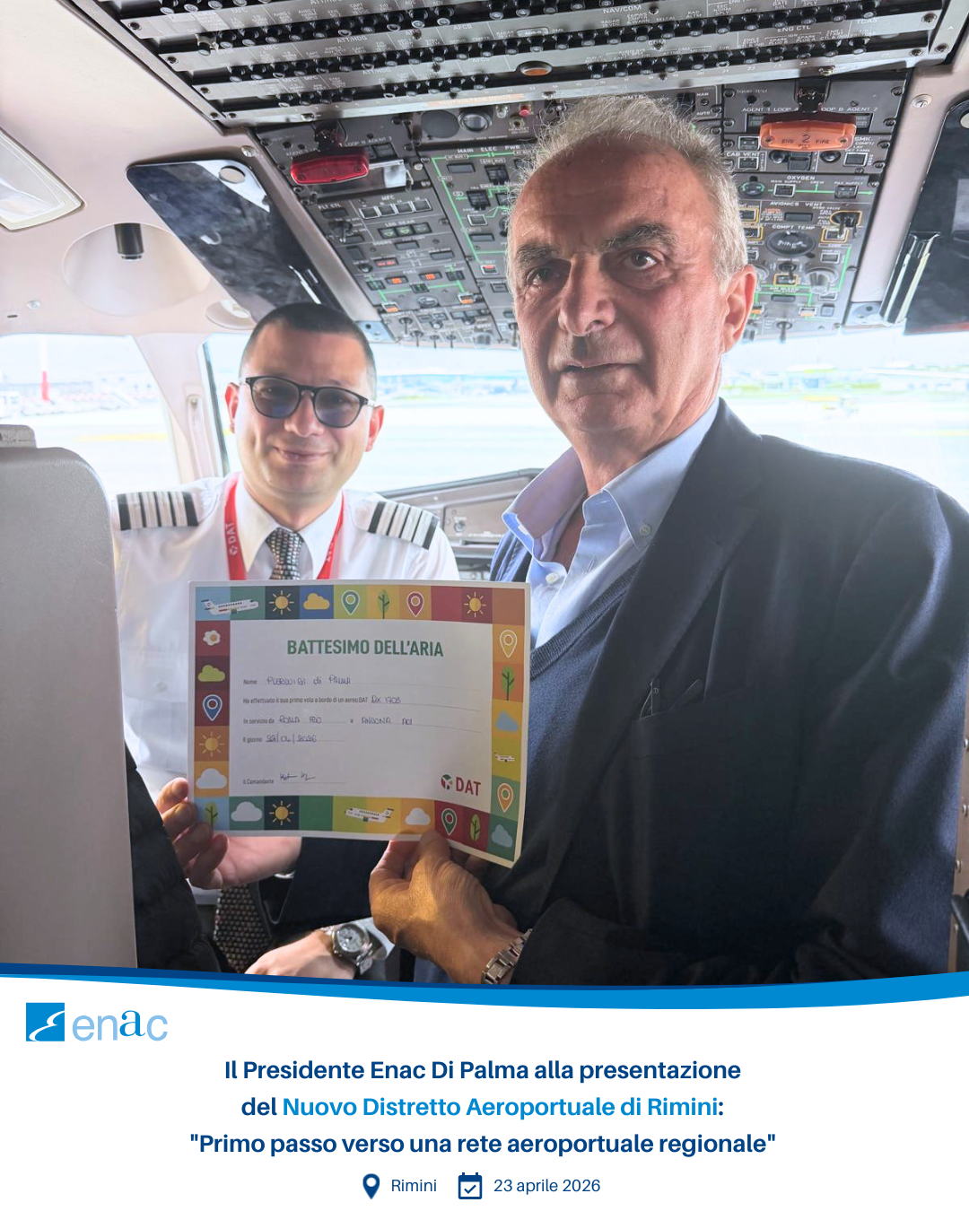 Il Presidente Enac Di Palma alla presentazione del Nuovo Distretto Aeroportuale di Rimini: "Primo passo verso una rete aeroportuale regionale"