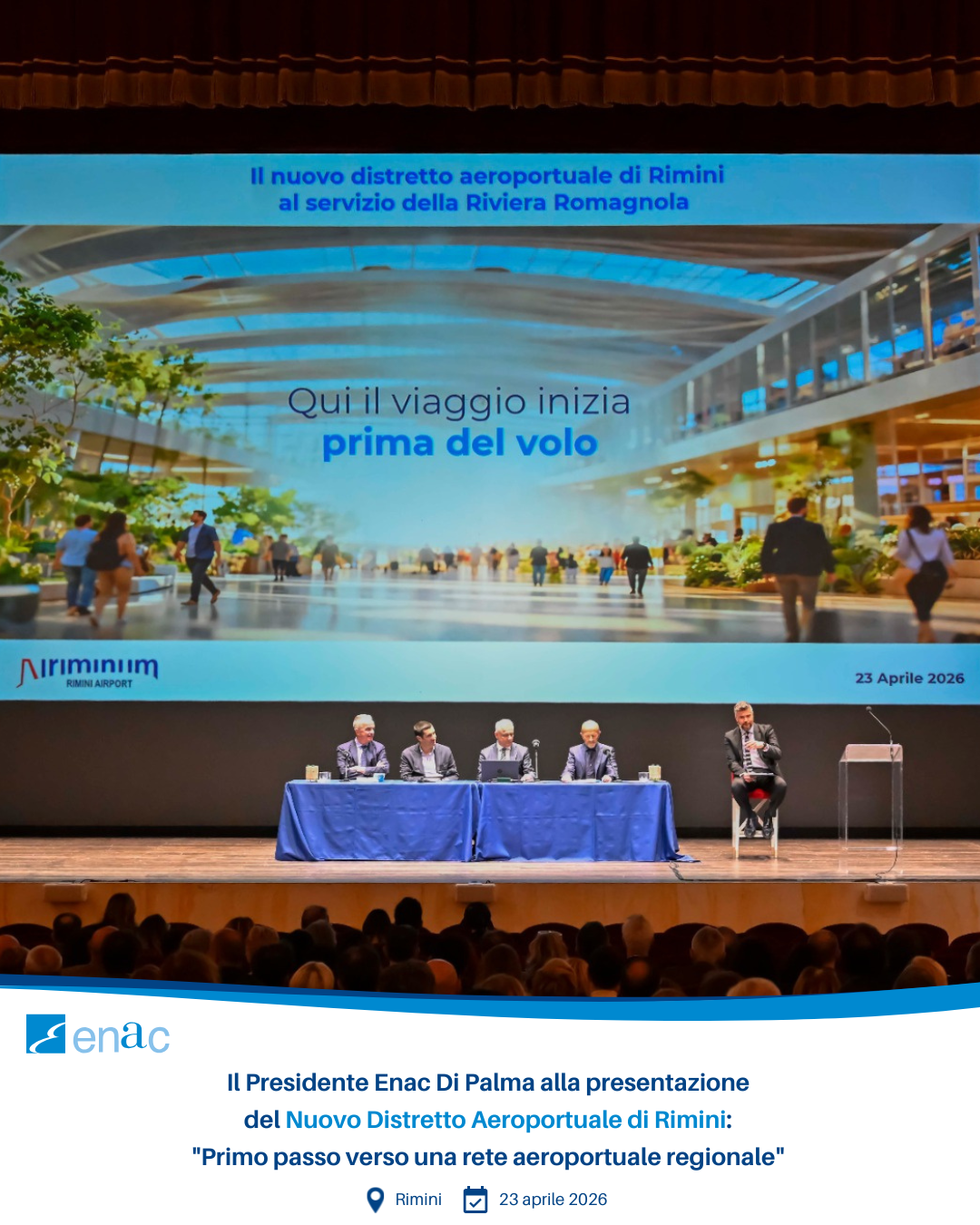 Il Presidente Enac Di Palma alla presentazione del Nuovo Distretto Aeroportuale di Rimini: "Primo passo verso una rete aeroportuale regionale"