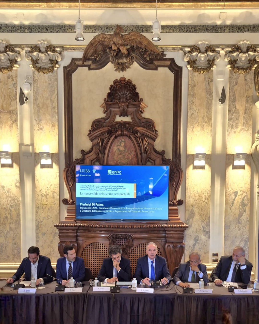 Il Presidente Di Palma con il Presidente IX Commissione alla Camera On. Deidda al convegno Enac-Luiss "Le nuove sfide del sistema aeroportuale"