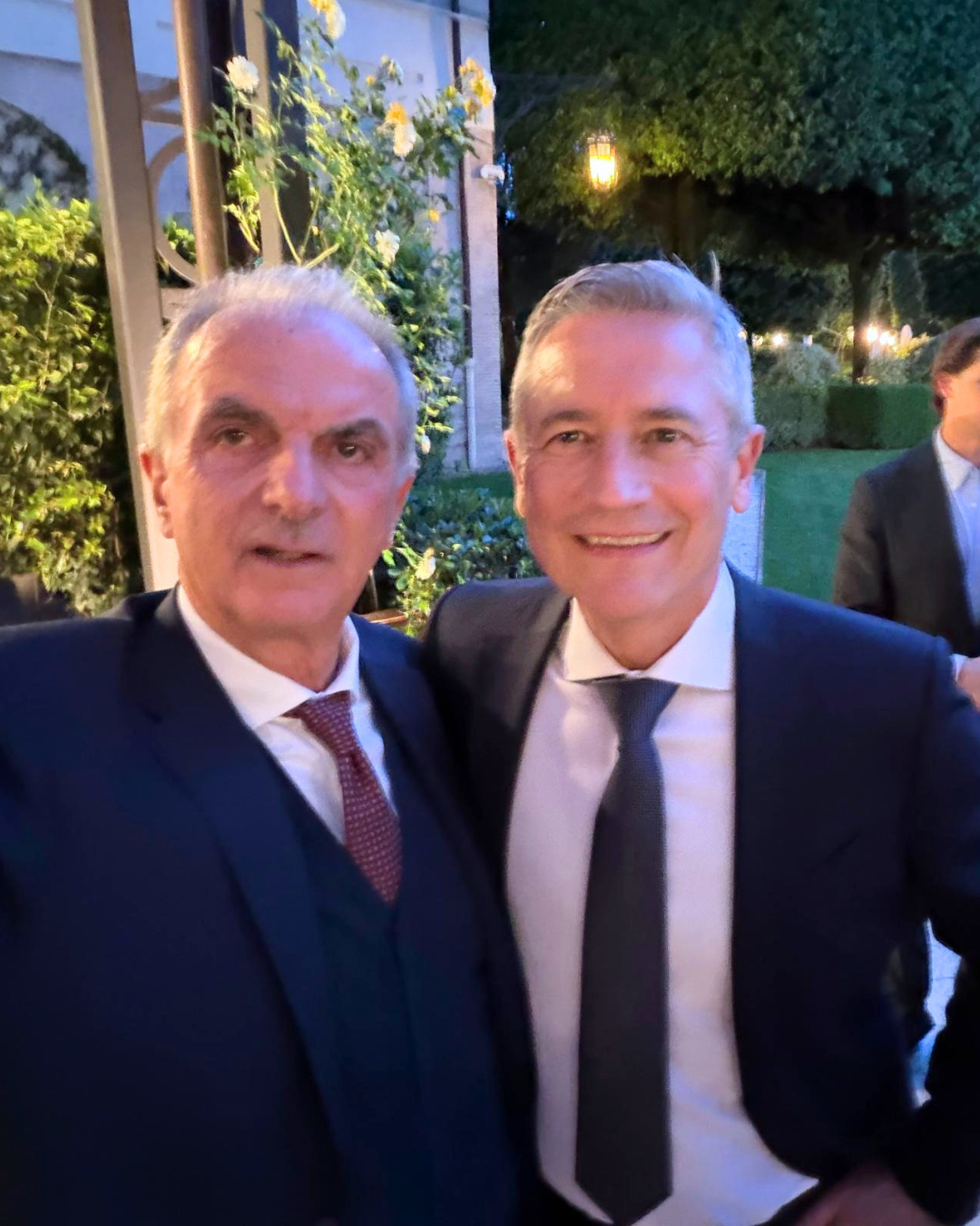 Il Presidente Enac Di Palma con l'Ambasciatore USA Fertitta all'evento celebrativo del primo volo Roma - Houston