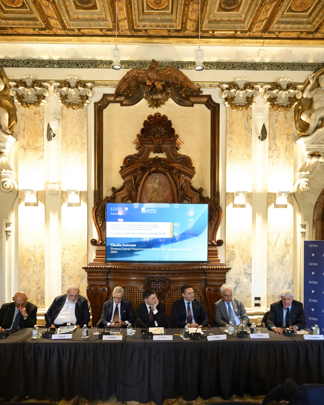 Il Presidente Di Palma con il Presidente IX Commissione alla Camera On. Deidda al convegno Enac-Luiss "Le nuove sfide del sistema aeroportuale"