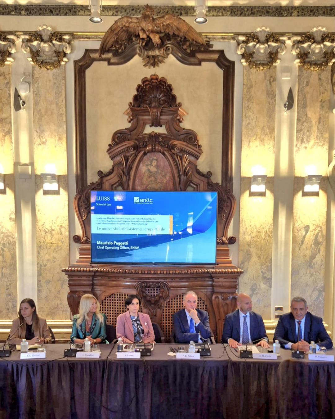 Il Presidente Di Palma con il Presidente IX Commissione alla Camera On. Deidda al convegno Enac-Luiss "Le nuove sfide del sistema aeroportuale"