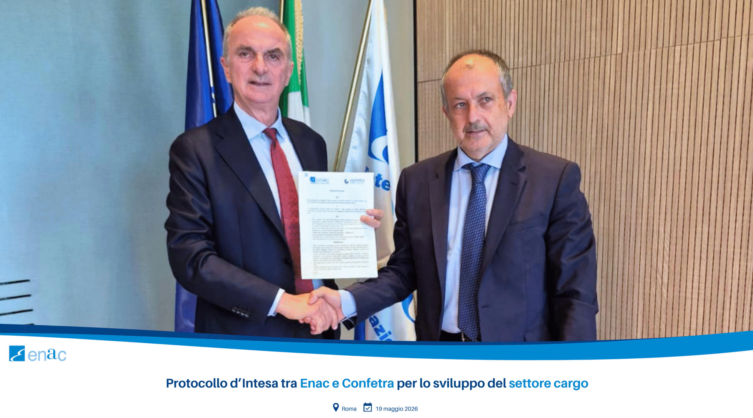 Protocollo d’Intesa tra Enac e Confetra per lo sviluppo del settore cargo