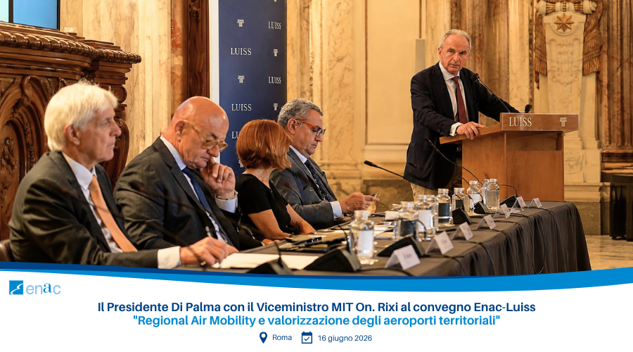 Il Presidente Di Palma con il Viceministro MIT On. Rixi al convegno Enac-Luiss "Regional Air Mobility e valorizzazione degli aeroporti territoriali"