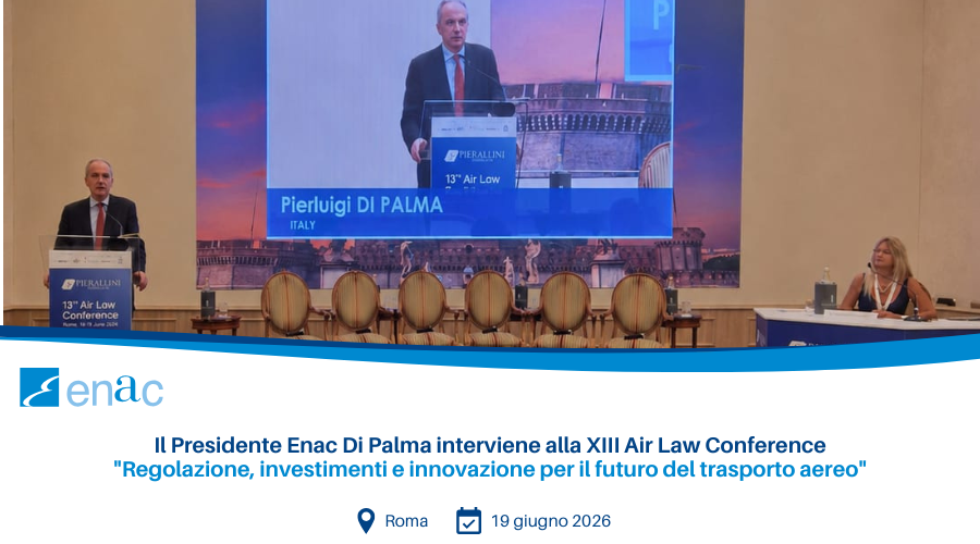 Il Presidente Enac Di Palma interviene alla XIII Air Law Conference" Regolazione, investimenti e innovazione per il futuro del trasporto aereo"