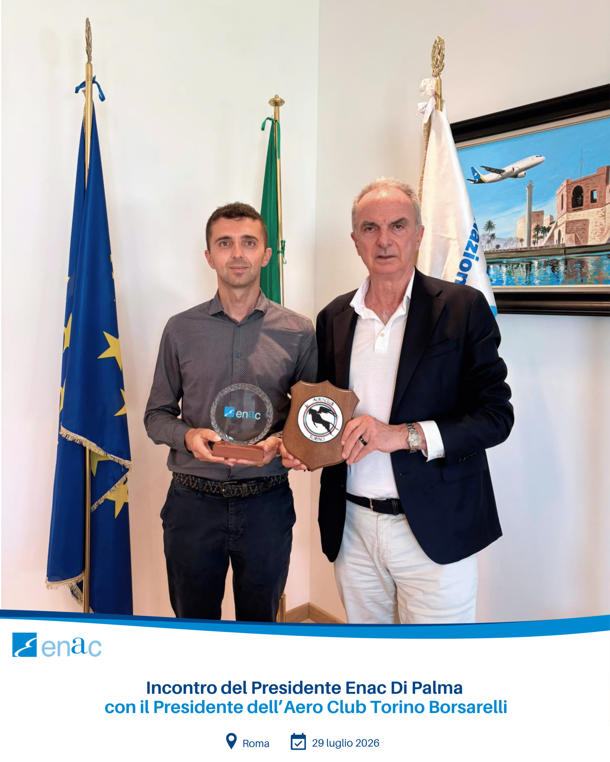 Incontro del Presidente Enac Di Palma con il Presidente dell’Aero Club Torino Borsarelli
