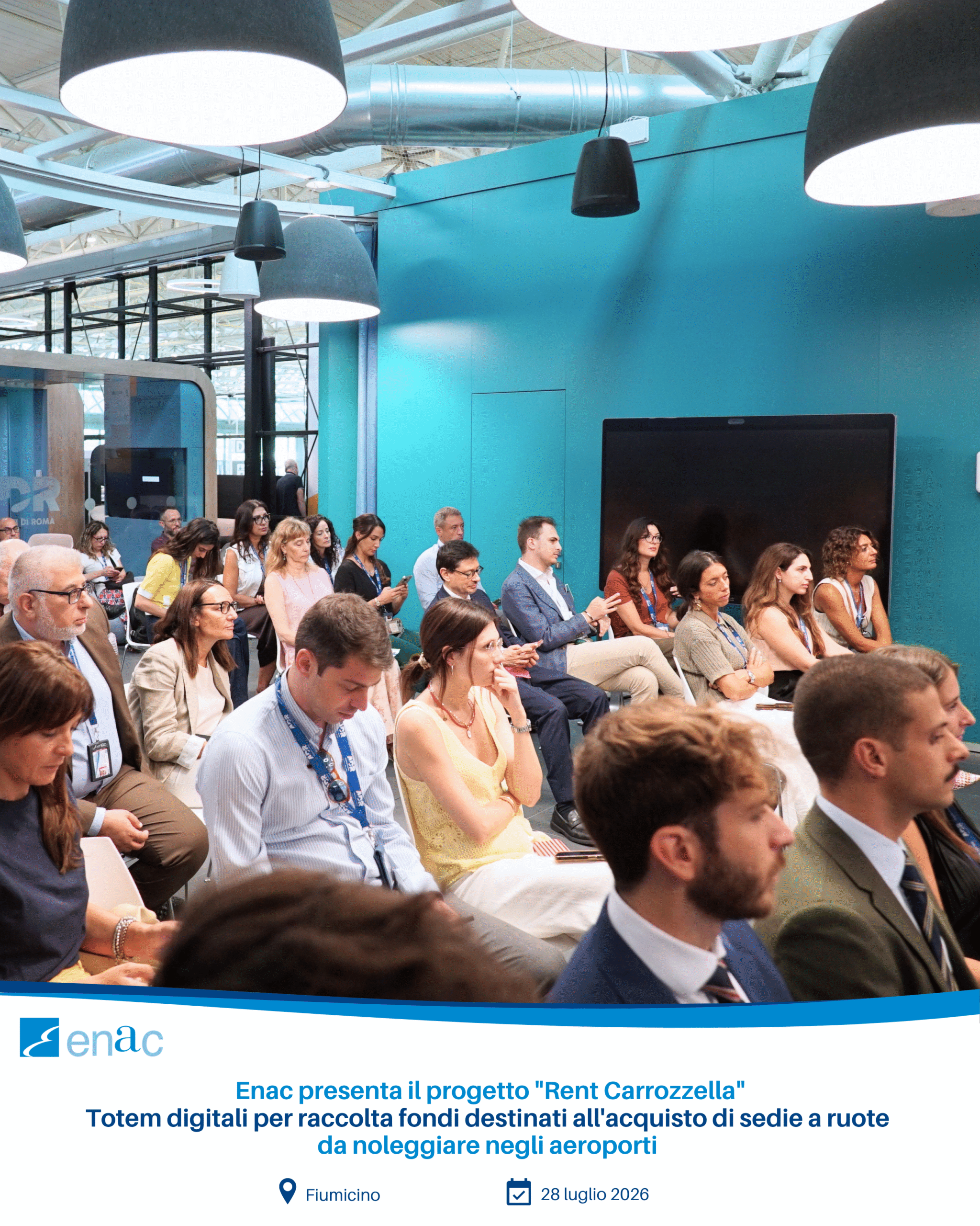 Home News e comunicazioni News e media Enac presenta il progetto “Rent Carrozzella”: totem digitali per raccolta fondi destinati all’acquisto di sedie a ruote da noleggiare negli aeroporti Enac presenta il progetto “Rent Carrozzella”: totem digitali per raccolta fondi destinati all’acquisto di sedie a ruote da noleggiare negli aeroporti