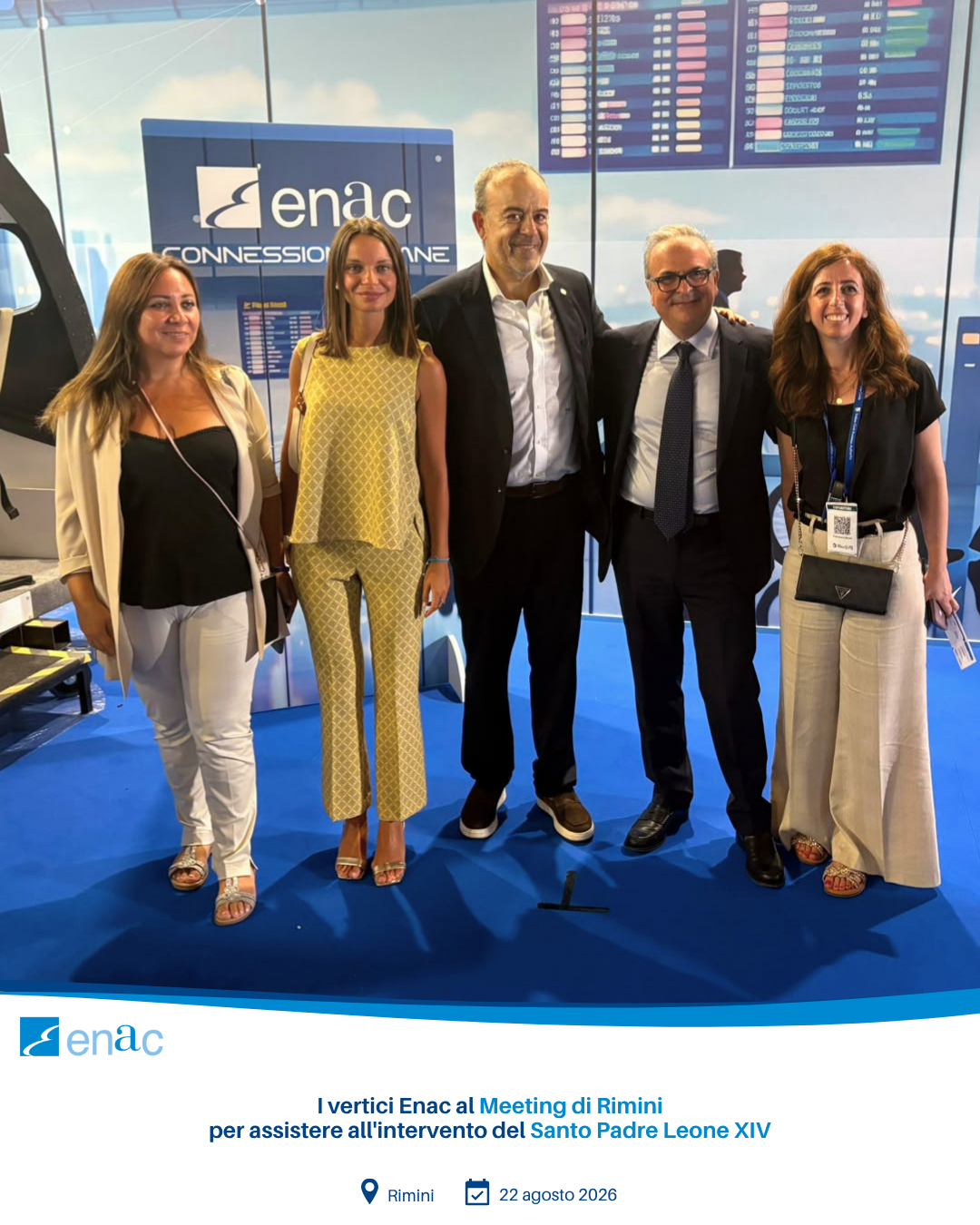 I vertici Enac al Meeting di Rimini per assistere all'intervento del Santo Padre Leone XIV
