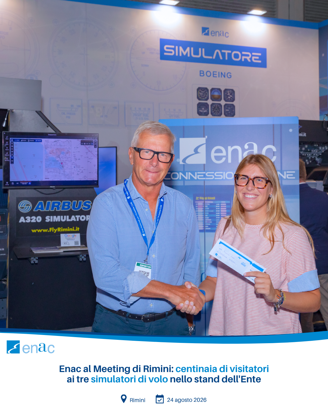 Enac al Meeting di Rimini: centinaia di visitatori ai tre simulatori di volo nello stand dell'Ente