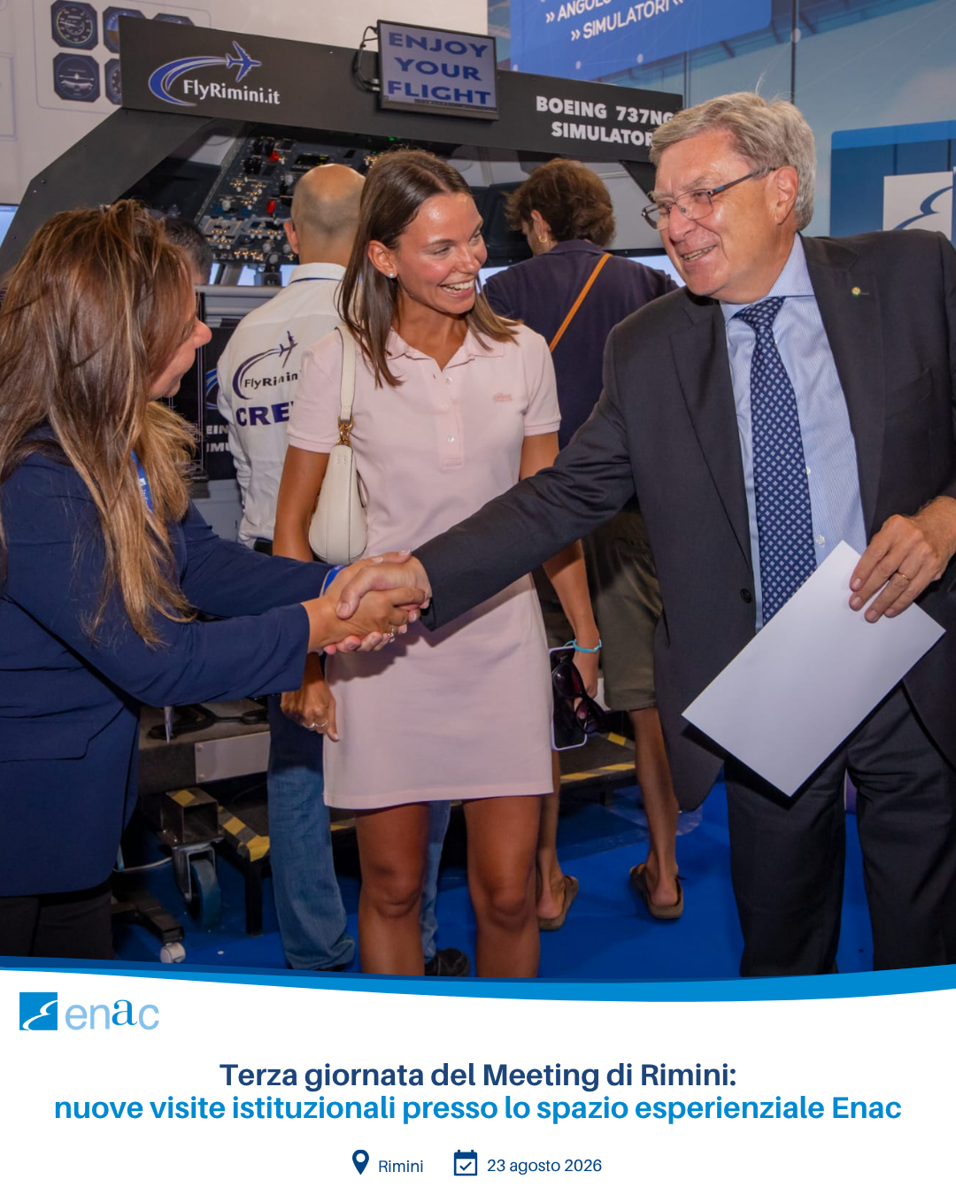 Terza giornata del Meeting di Rimini: nuove visite istituzionali presso lo spazio esperienziale Enac