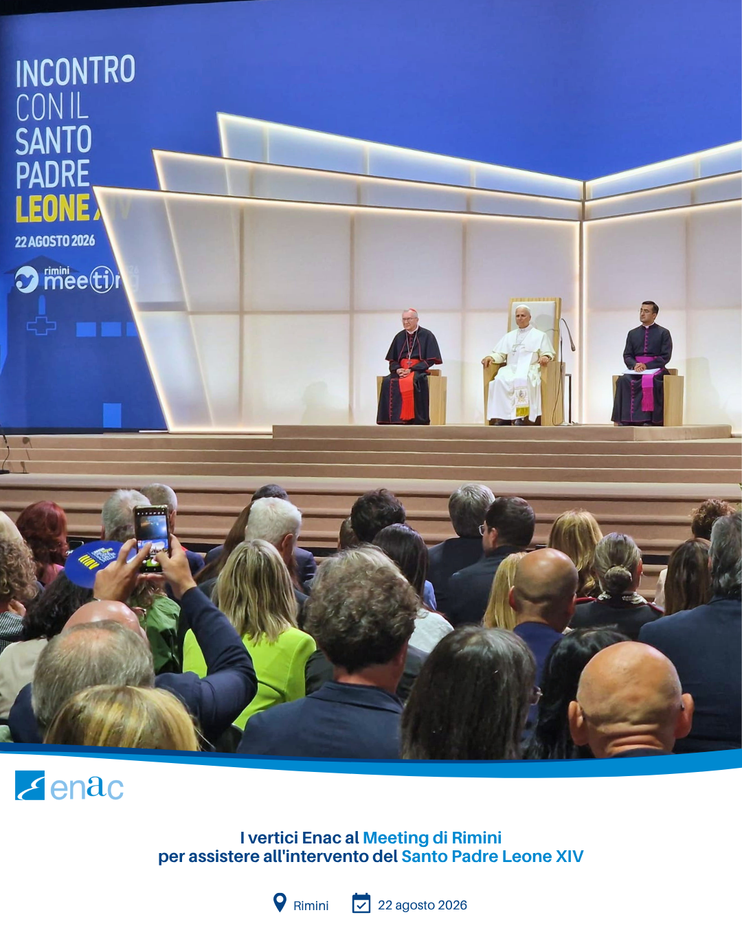 I vertici Enac al Meeting di Rimini per assistere all'intervento del Santo Padre Leone XIV